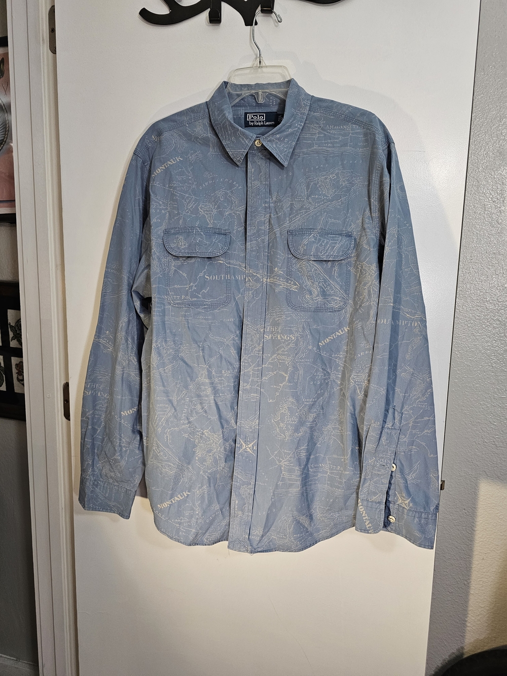 Polo Ralph Lauren Montauk Map Print Button Down Shirt XL